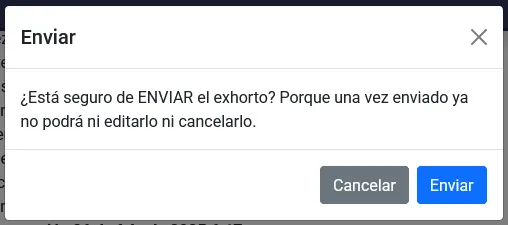 Botón Enviar Exhorto