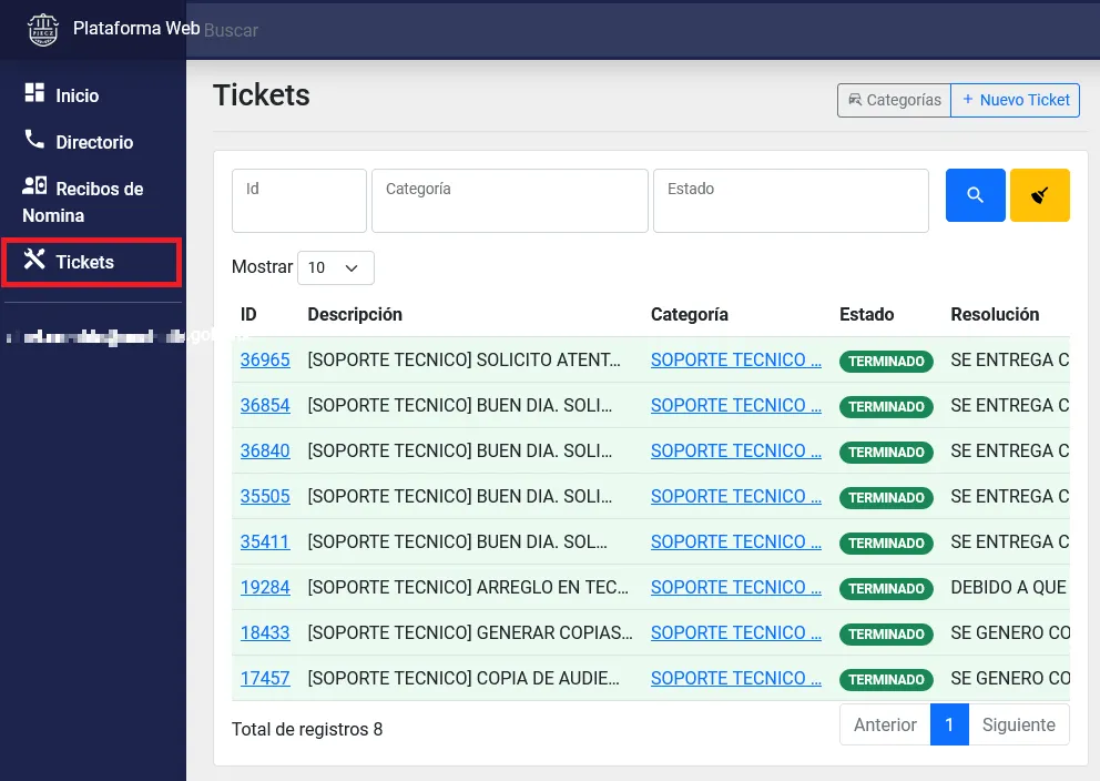 módulo tickets